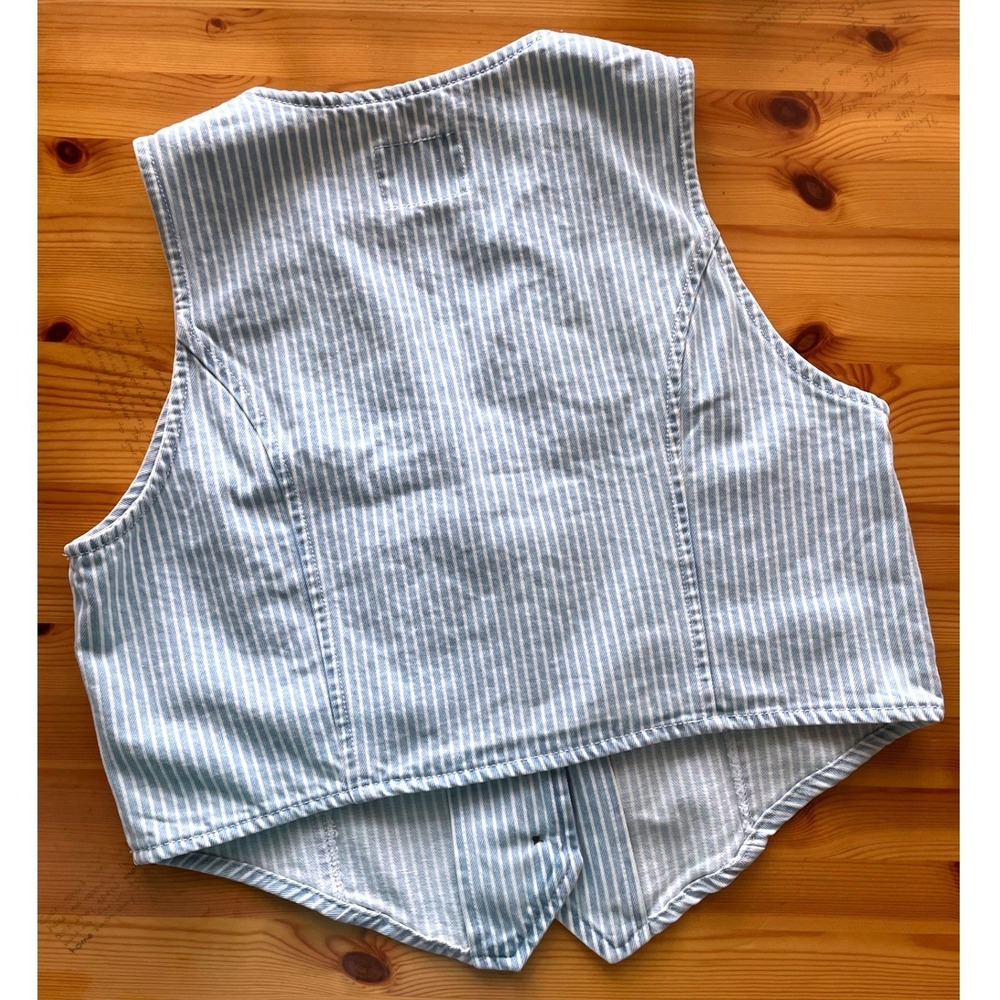 Old Navy Railroad Stripe Button Front Vest 100% Cotton Women's Medium - Picture 3 of 9